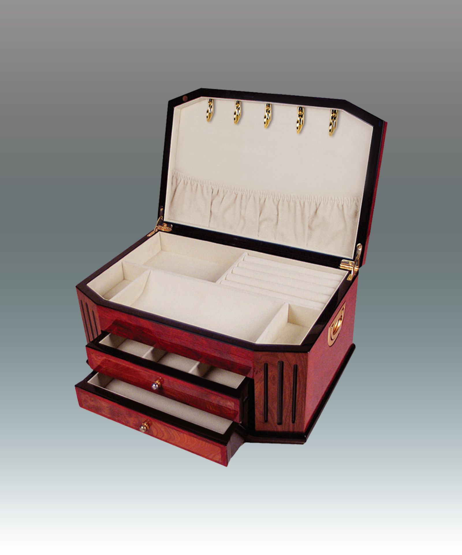 Two-Tone Jewelry Box with Handles – 2 Drawer