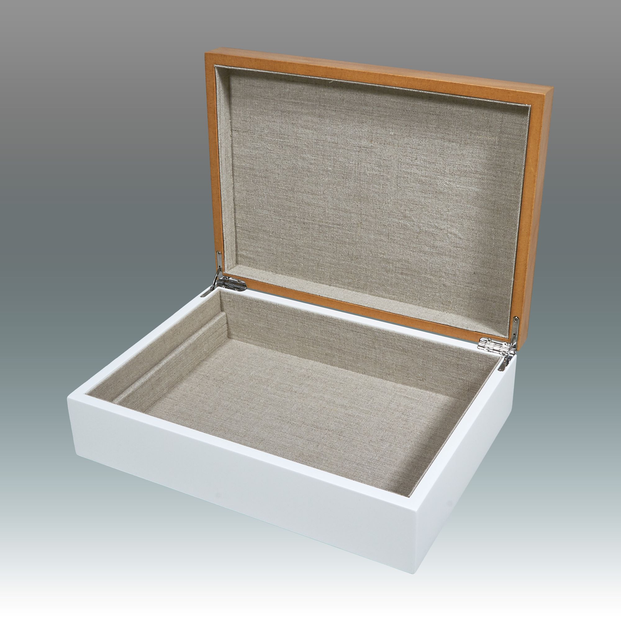 Two-Tone Natural Wood Empty Box – White