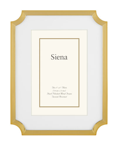 Cast Metal Scalloped Corner Siena Silverplate Frame, Gold (Matted)