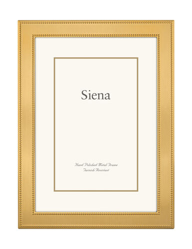 Narrow Dbl Bead Siena Silverplate Frame, Gold