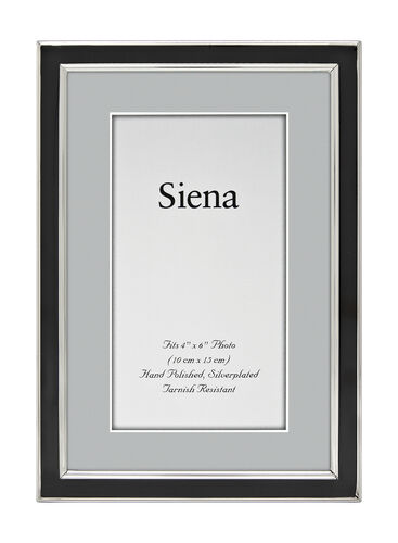 Narrow Enameled Siena Silverplate Frame, Black with Silver