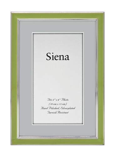 Narrow Enameled Siena Silverplate Frame, Green with Silver