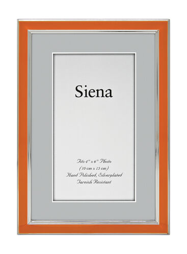 Narrow Enameled Siena Silverplate Frame, Orange with Silver