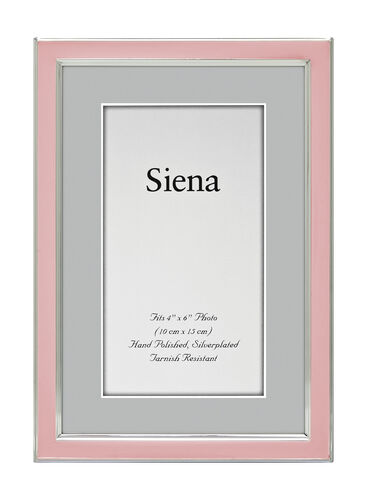 Narrow Enameled Siena Silverplate Frame, Pink with Silver
