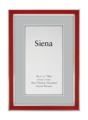 Narrow Enameled Siena Silverplate Frame, Red with Silver
