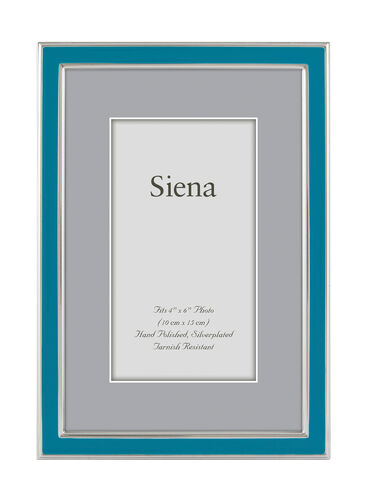 Narrow Enameled Siena Silverplate Frame, Turquoise with Silver