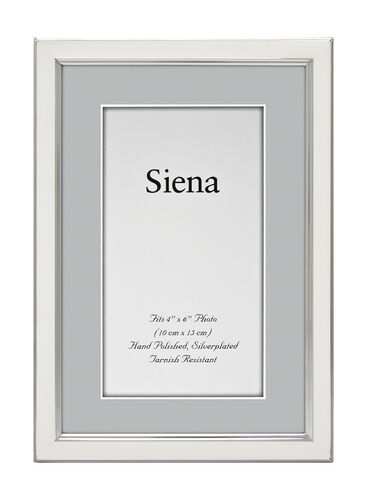 Narrow Enameled Siena Silverplate Frame, White with Silver