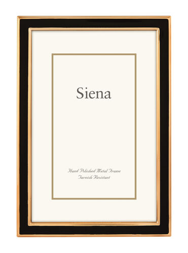 Narrow Enameled Siena Silverplate Frame, Black with Gold