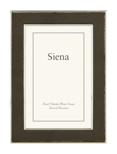 Lizard Pattern Siena Silverplate Frame, Brown with Silver