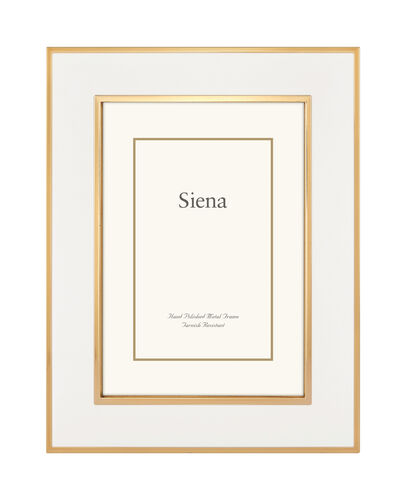 Wide Enameled Siena Silverplate Frame, White with Gold