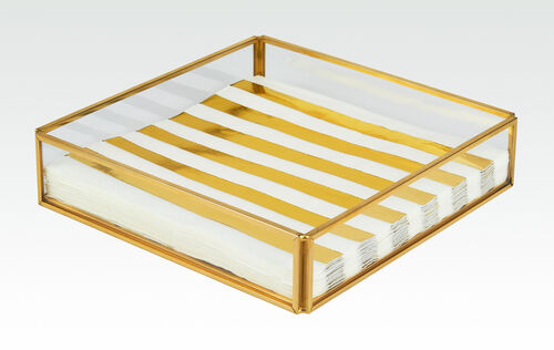 Tizo White Tray with Gold Stripe Large