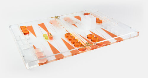 Acrylic Backgammon – Clear/Orange