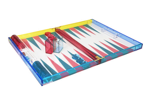 Lucite Multicolor Backgammon Set – Turquoise/Pink