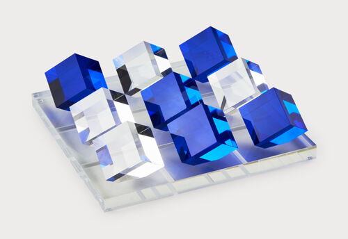 Acrylic Tic Tac Toe Set Blue/Clear Square