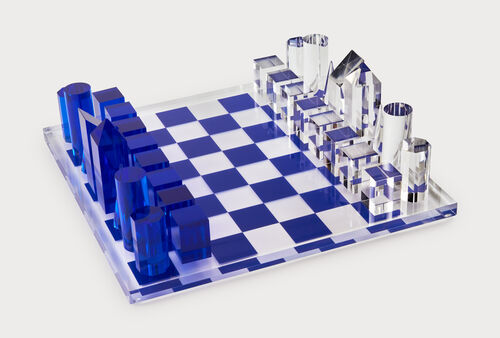 Acrylic Chess Set Small Blue