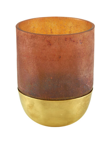 Large Handblown Glass Votive – Brown with Gold
