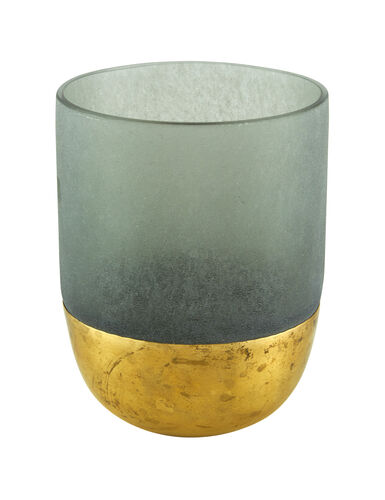 Large Handblown Glass Votive – Gray with Gold