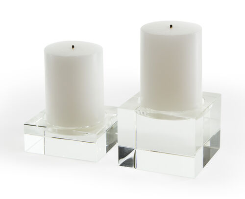 Crystal Glass Pillar Candle Holder Small – 4″ x 4″ x 1.5″ H