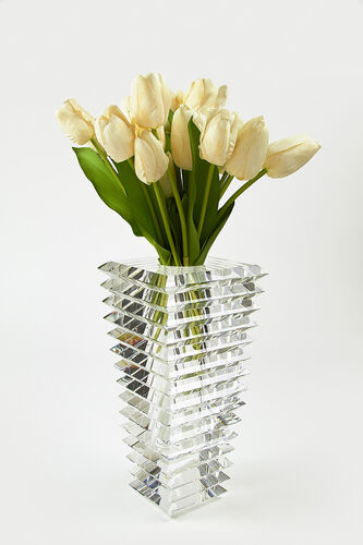Crystal Inverted Pyramid Cut Vase Small