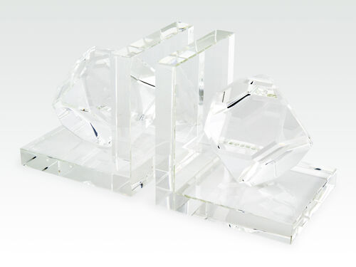 Crystal Glass Bookend Pair