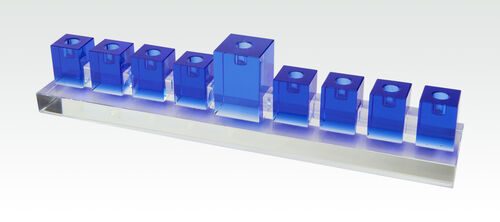 Crystal Glass Menorah – Blue
