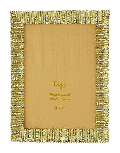 Gold Jeweled Bamboo Frame with Crystals