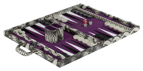 Black/White Snakeskin Backgammon Set