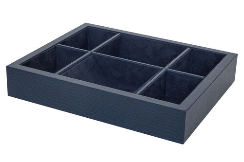 Faux Leather Divided Valet Tray – Blue
