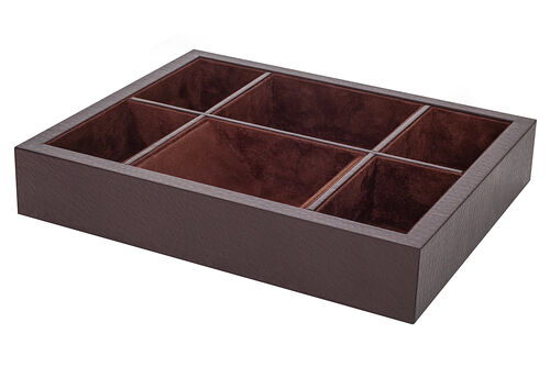 Faux Leather Divided Valet Tray – Brown