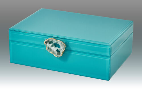 Glass Box withNatural Agate – Turquoise