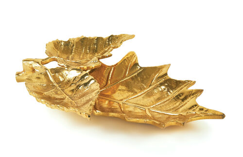 Metal Gold Platter, Triple Leaf