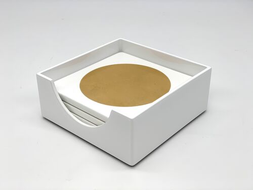 White/Gold Circle Coaster Set
