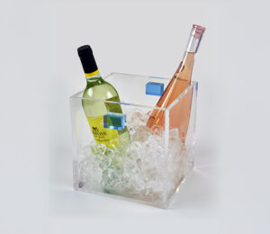Clear Wine Cooler with Blue Handles 8.5 x 8.5 x 8.5