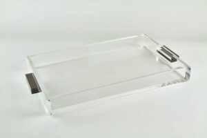 Clear Tray with Silver Handles “12 x 8”