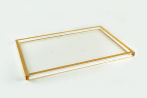 Clear Tray w/ Gold border “14 x 10”