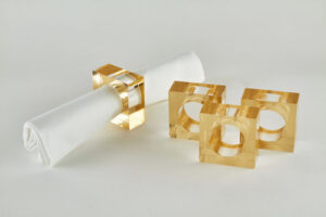 Lucite Napkin Ring s/4 “Gold”