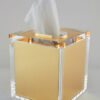 Lucite Tissue Box w/Lid Inner Gold