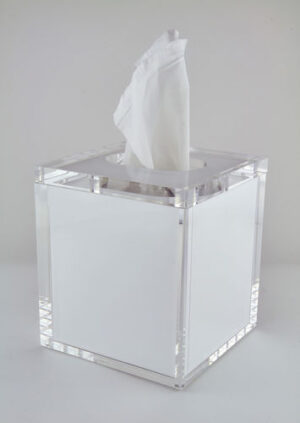 Lucite Tissue Box w/Lid Inner White