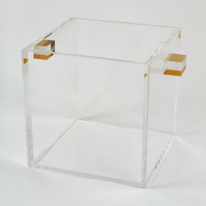 Clear Wine Cooler with Gold Handles 8.5 x 8.5 x 8.5