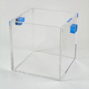Clear Wine Cooler with Blue Handles 8.5 x 8.5 x 8.5